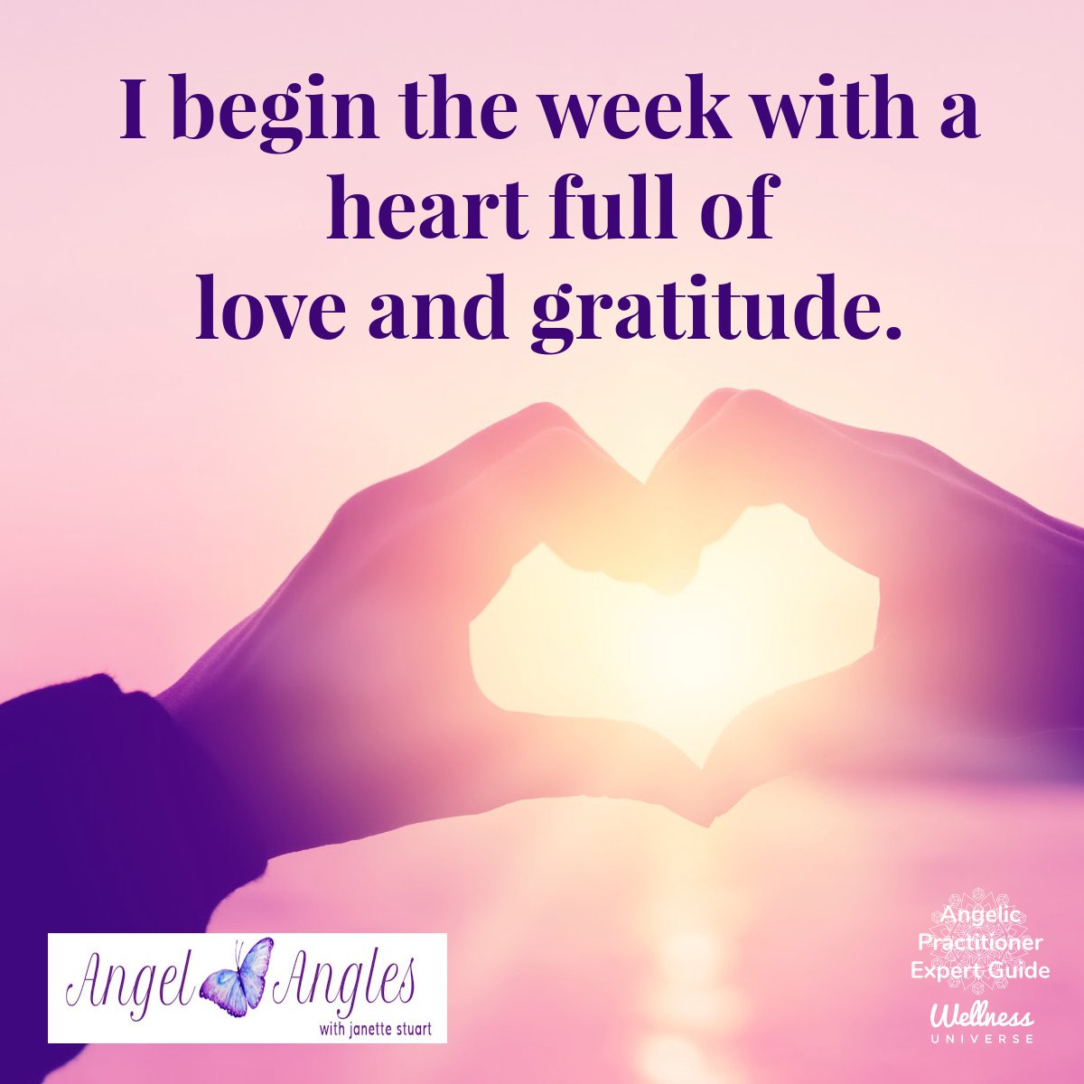 Hello, dear heart, and welcome to your Angel Affirmation for Monday, Apr. 29, 2024. 

I begin the week with a heart full of love and gratitude. Yes! Amen, and so it is. 

Blessings of love, joy, and peace.
Love,
Janette 
.
.
#WUVIP #WUWorldChanger #A