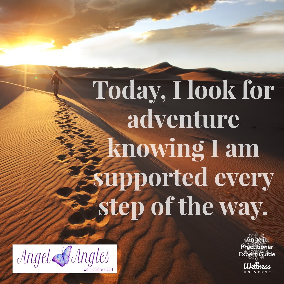 Hello and welcome to your Angel Affirmation for Thurs. May 16, 2024. 

Today, I look for adventure knowing I am supported every step of the way. Yes! Amen, and so it is. 

Blessings of love, joy, and peace.
Love,
Janette 
.
.
#WUVIP #WUWorldChangr #A