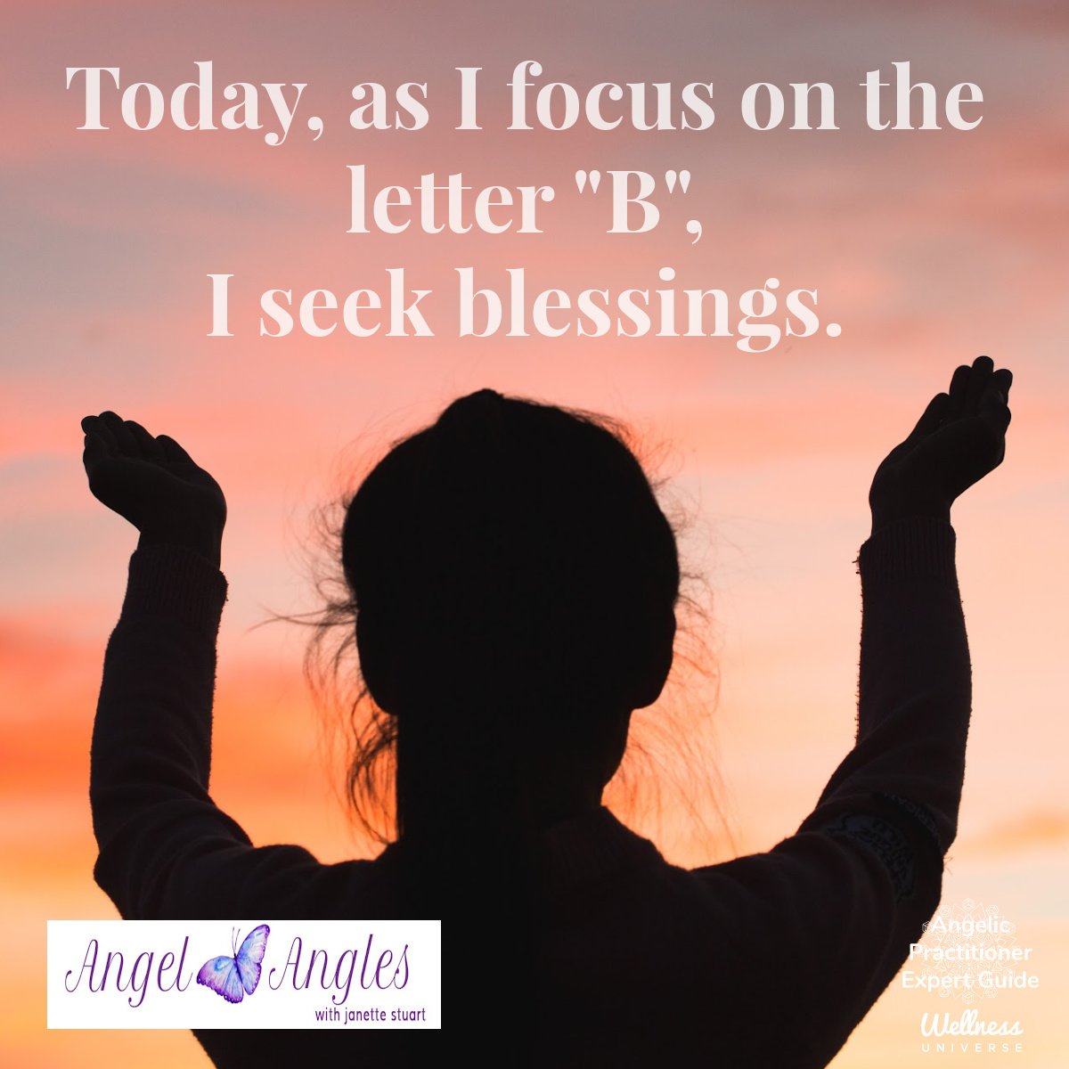Hello and happy Sunday, June 2, 2024. Welcome to your Angel Affirmations, as we focus on the letter B, I seek Blessings. Yes! Amen and so it is. I open wide my arms to welcome them into my life. 

Blessings of love, joy, and peace.
Love,
Janette 
.
.