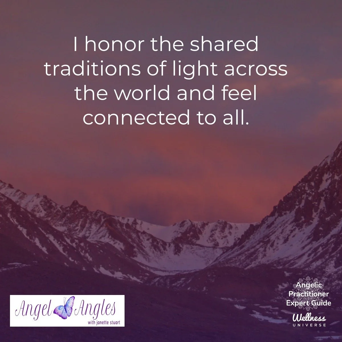 Hello and welcome to your Angel Affirmation for Wed. Dec. 3, 2025. 

I honor the shared traditions of light across the world and feel connected to all. 

Blessings of love, joy, and peace.
Love,
Janette 
.
.
#WUVIP #WUWorldChanger #AngelAffirmations 