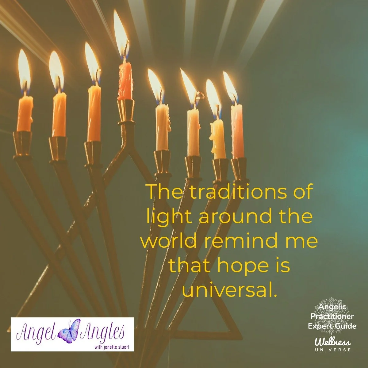 Hello and welcome to your Angel Affirmation for Friday, Dec. 19, 2025. 

The traditions of light around the world remind me that hope is universal. 

Yes, amen, and so it is. 

Blessings of love, joy, and peace. 
Love,
Janette 
.
.
#WUVIP #WUWorldCha