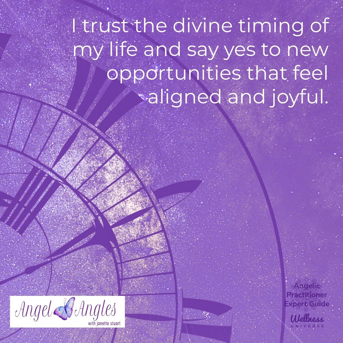 Hello and welcome to your Angel Affirmation for Mon. Jan. 5, 2026. 

I trust the divine timing of my life and say yes to new opportunities that feel aligned and joyful.

Yes! Amen, and so it is. 

Blessings of love, joy, and peace.
Love,
Janette 
.
.