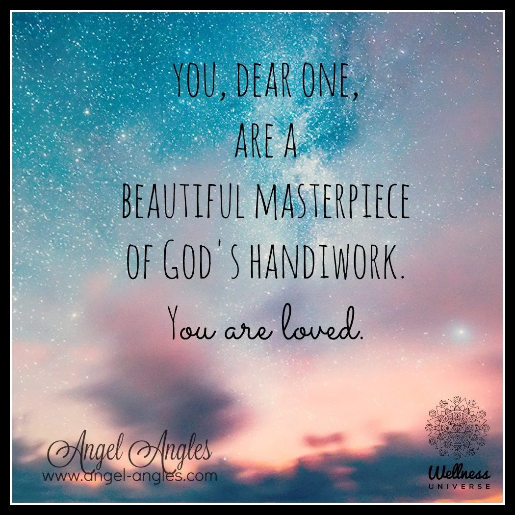 You, dear one, are a beautiful masterpiece of God's handiwork. You are loved. 

You are not alone. A little loving reminder courtesy of the angels. 

Blessings of love, joy, and peace.
Love,
Janette 
.
.
#WUVIP #WUWorldChanger #AngelLove #YouAreLoved