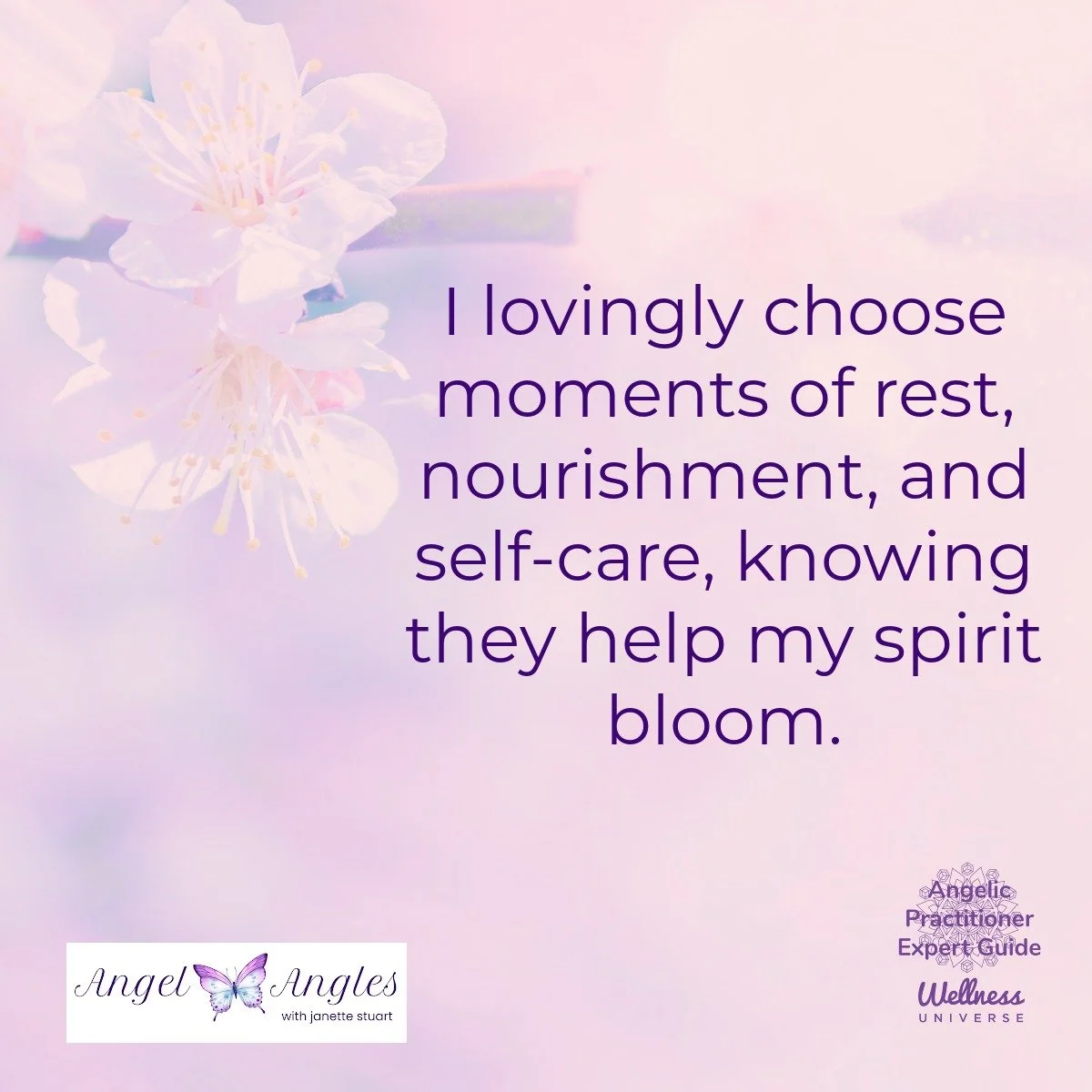 Hello and happy Sunday, April 12, 2026. Here's your Daily Angel Affirmation. 

I lovingly choose moments of rest, nourishment, and self-care, knowing they help my spirit 
bloom. 

What's so special about Angel Affirmations? 

They're gentle whispers 