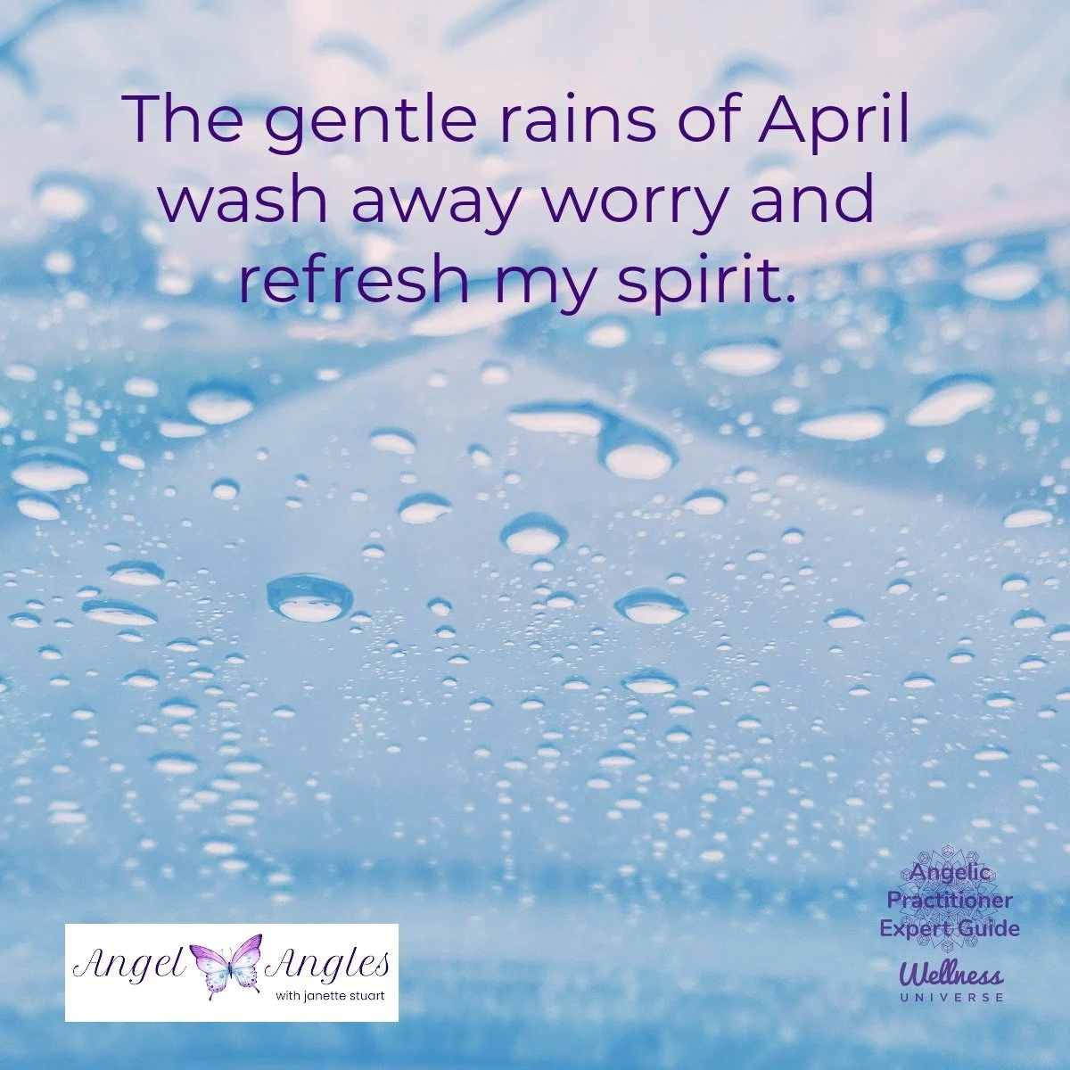 Hello and happy Thursday, April 16, 2026. Here's your Angel Affirmation of the Day. 

The gentle rains of April wash away worry and refresh my spirit. 

Blessings of love, joy, and peace.
Love,
Janette 
.
.
#WUVIP #WUWorldChanger #AngelAffirmations #