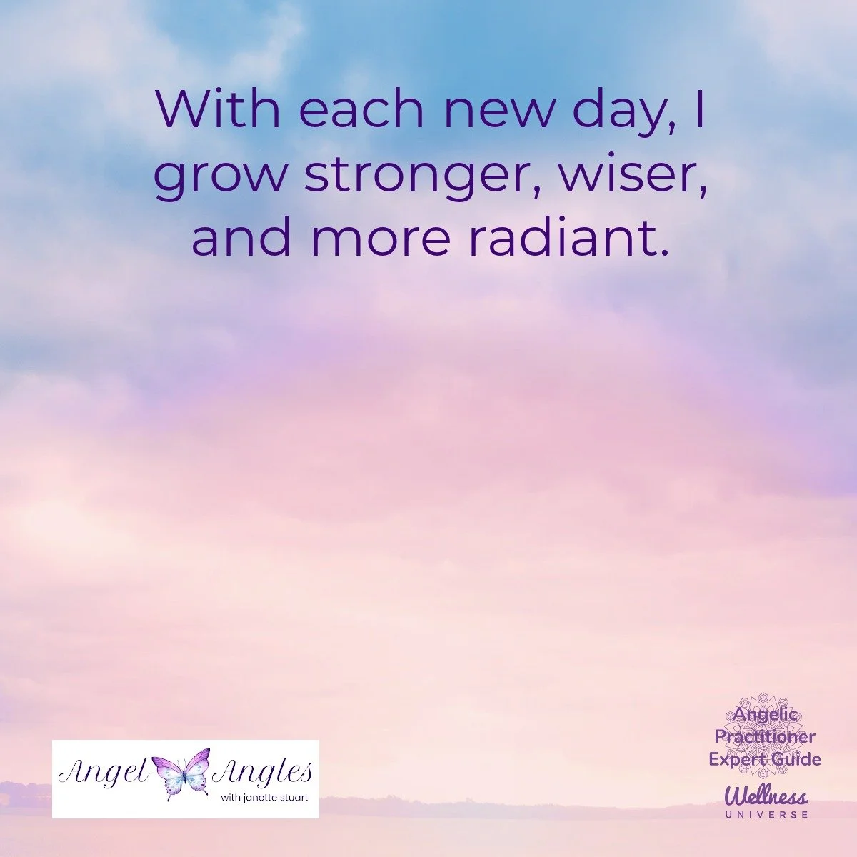 Hello and welcome to your Angel Affirmation for Wed. April 29, 2026. 

With each new day, I grow stronger, wiser, and more radiant. 

Yes, amen, and so it is. 

Blessings of love, joy, and peace.
Love,
Janette 
.
.
#WUVIP #WUWorldChanger #Stronger #A