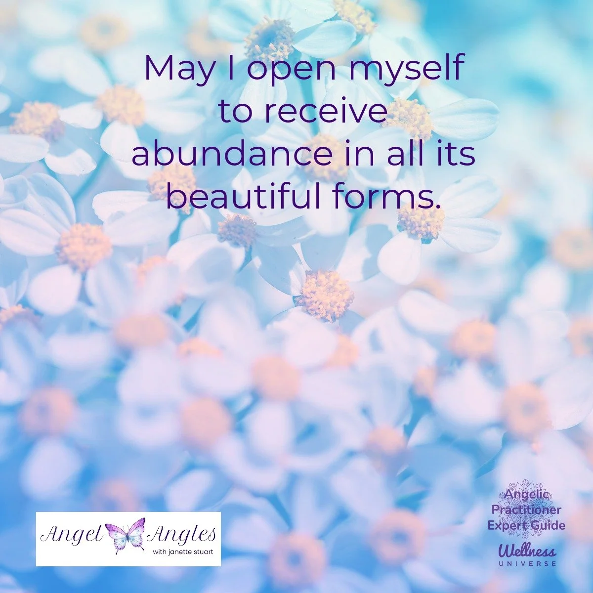 Hello and welcome to your Angel Affirmation for Tuesday, May 19, 2026. 

May I open myself to receie abundance in all its beautiful forms. 

Yes! Amen, and so it is. 

Blessings of love, joy, and peace.
Love,
Janette 
.
.
#WUVIP #WUWorldChanger #Abun