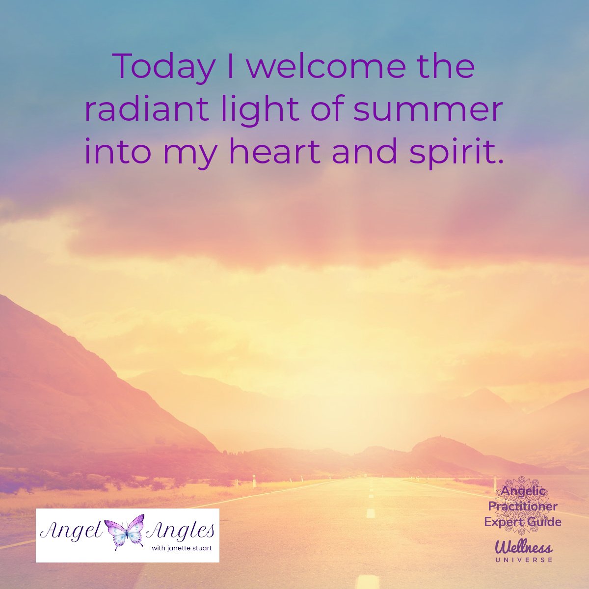 Hello and welcome to your Angel Affirmation for Monday, June 1, 2026. 

Today, I welcome the radiant light of summer into my heart and spirit. 

Amen, and so it is. 

Blessings of love, joy, and peace.
Love,
Janette 
.
.
#WUWorldChanger #AngelAffirma