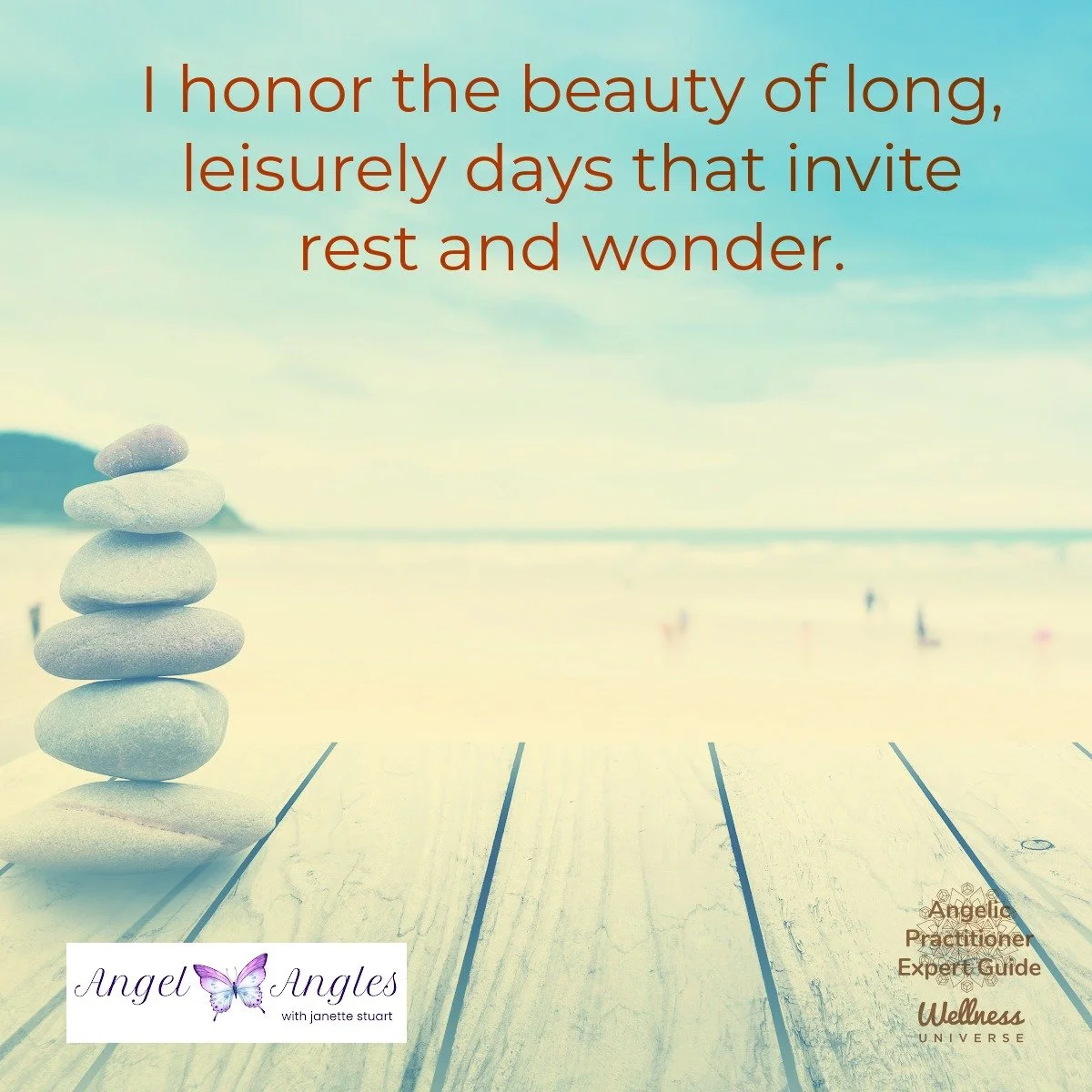 Hello and welcome to your Angel Affirmation for Thursday, June 4, 2026. 

I honor the beauty of long, leisurely days that invite rest and wonder. 

Oh, yes, rest and wonder...bring it on. 

Blessings of love, joy, and peace. 
Love,
Janette 
.
.
#WUWo