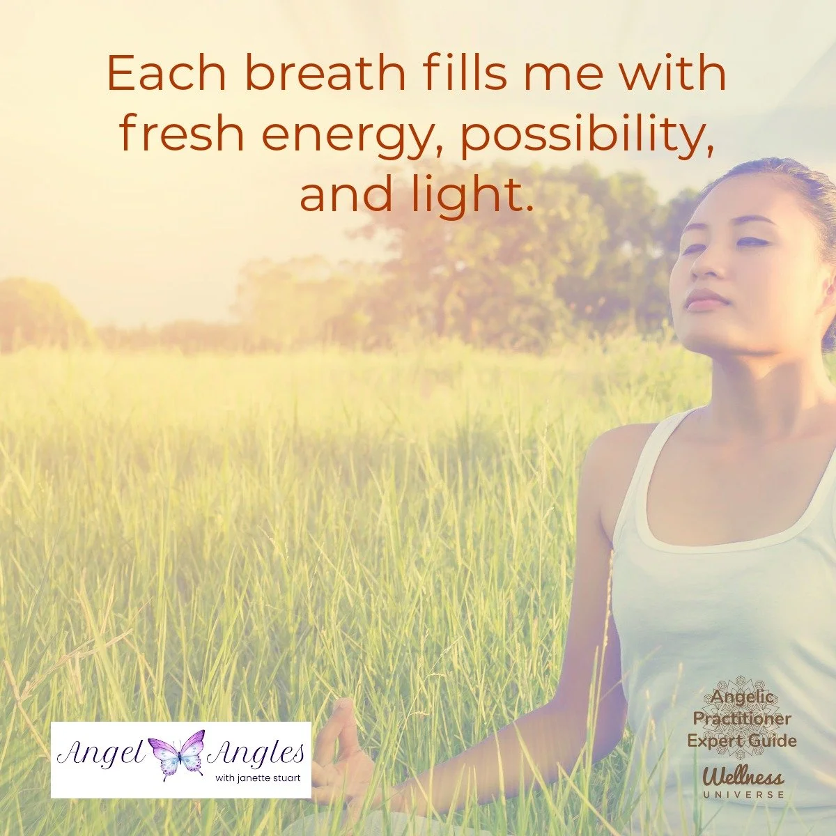 Hello and happy Saturday, June 6, 2026. Here's your Angel Affirmation of the Day. 

Each breath fills me with fresh energy, possibility, and light. 

Yes, amen, and so it is. 

Blessings of love, joy, and peace.
Love,
Janette 
.
.
#WUWorldChanger #An