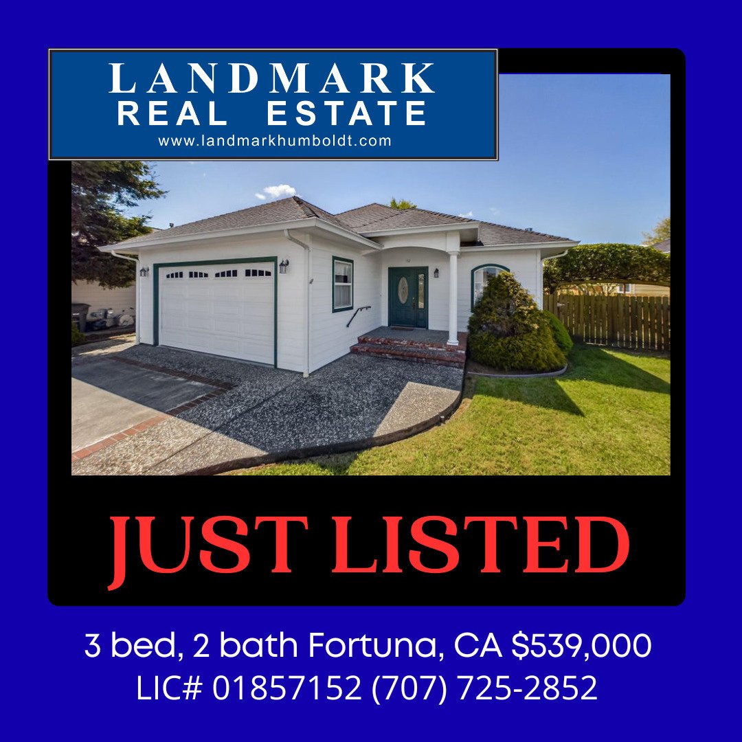 Just Listed! 3 bed, 2 bath, Fortuna CA! $539,000! Call Sales Associate Devon Bollan at Landmark (707) 725-2852 for more info.

LIC# 02080831

#forsale #homeownership #realtor #realestate #fortunaca #eelrivervalley #humboldt #northerncalifornia #landm