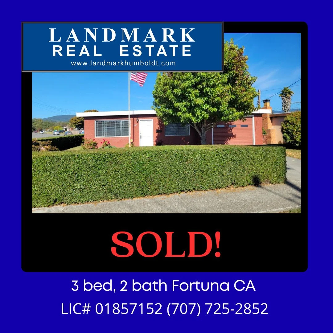 Sold! Thinking of selling? Call Landmark for a free Market Analysis of your home.

#realestate #sold #justsold #humboldtcounty #humboldtrealestate #landmarkrealestate #northerncalifornia #landmarkhumboldt #realtor #eelrivervalley #ferndaleca #visitfe