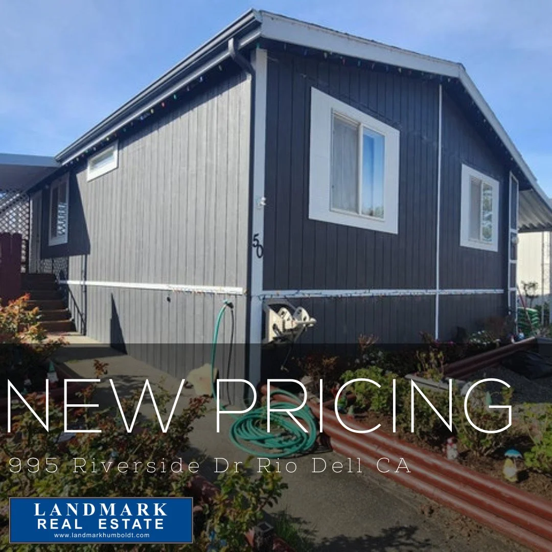 New Pricing! Riverside Estates Park. Well maintained, vaulted ceiling, dining area, 4 bed, 2 bath, approx. 1400 sq. ft., laundry area, carport, MFG home, located in Rio Dell. MLS# 268946 $195,000 Call Sales Associate Molly Wicke LIC# 01983594 at Land