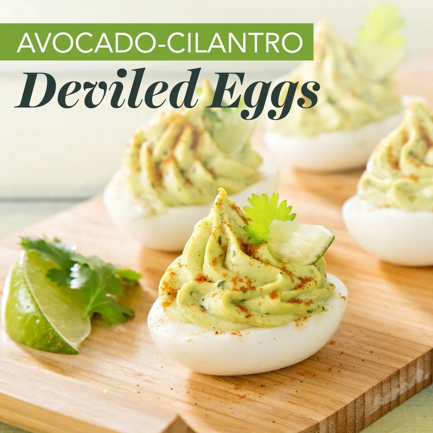 Make this delicious spin on deviled eggs that uses avocado!

Ingredients:
6 large eggs, hard-boiled and halved
1 1/2 avocado, peeled and seed removed
1/4 cup low-fat sour cream
2 tbsp. cilantro
1/2 tsp. black pepper
1/2 tsp. salt
1/2 tsp. celery salt