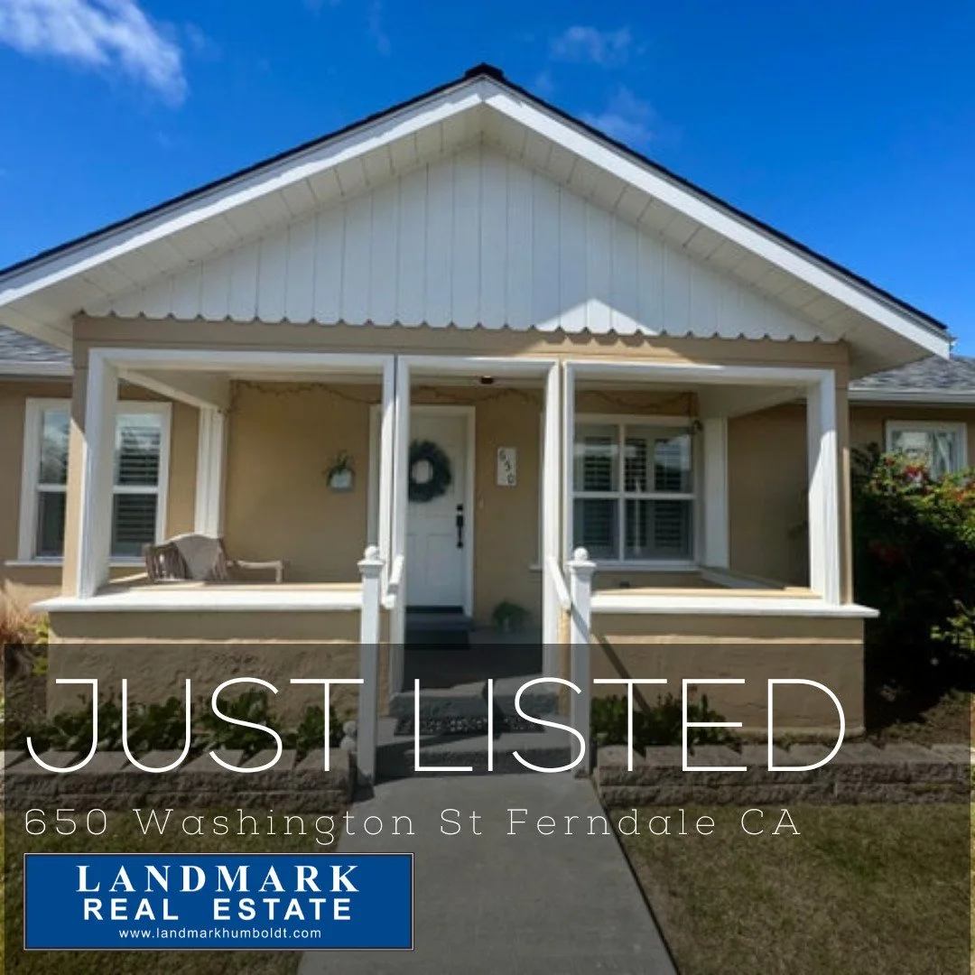 Charming Ferndale, CA Cottage. Recently remodeled, covered front porch, dining area, 3 bed, 1 bath, approx. 1100 sq. ft., laundry room, garden shed, alley access, oversized corner lot, near Main Street. MLS# 270235 $569,500 Call Broker Associate Jess
