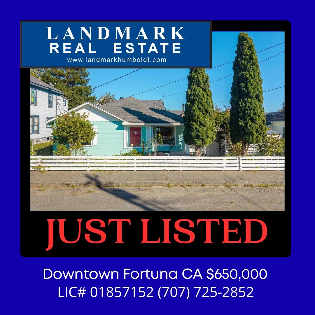 Downtown Fortuna, CA. Multiple living spaces, 3 bed, 2 bath, approx. 1400 sq. ft., upstairs 2 bed, 1 bath, approx. 700 sq. ft., wood flooring, detached flex space, approx. 200 sq. ft., studio unit, approx. 500 sq. ft., courtyard, mature landscaping, 