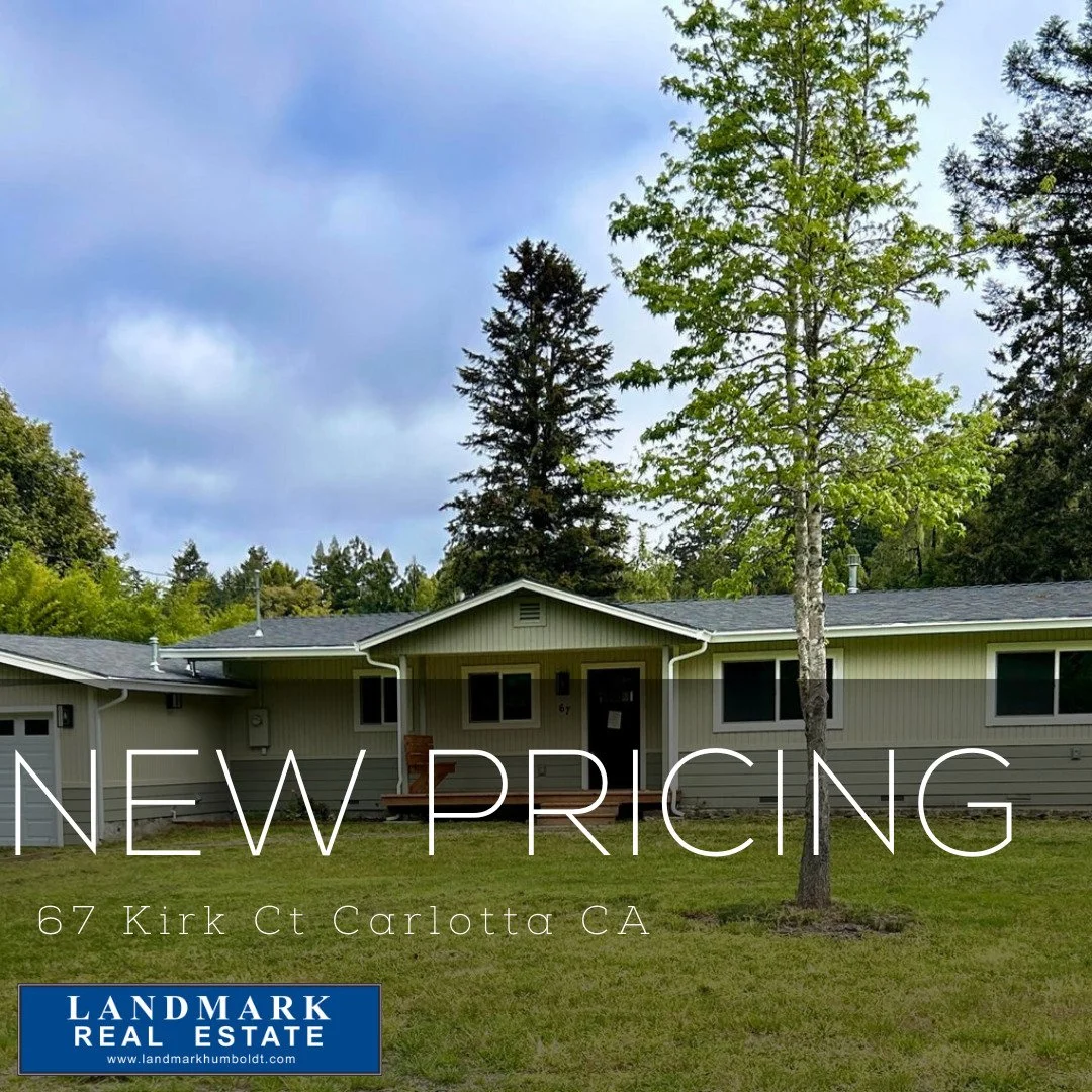 New Pricing! Extensively Remodeled! Covered front porch, vaulted ceiling, hardwood flooring, dining area, living &amp; family rooms, 3 bed, 2 bath, approx. 1600 sq. ft., laundry area, 2 car garage, approx. 3/5 acre lot, located in Carlotta. MLS 26988