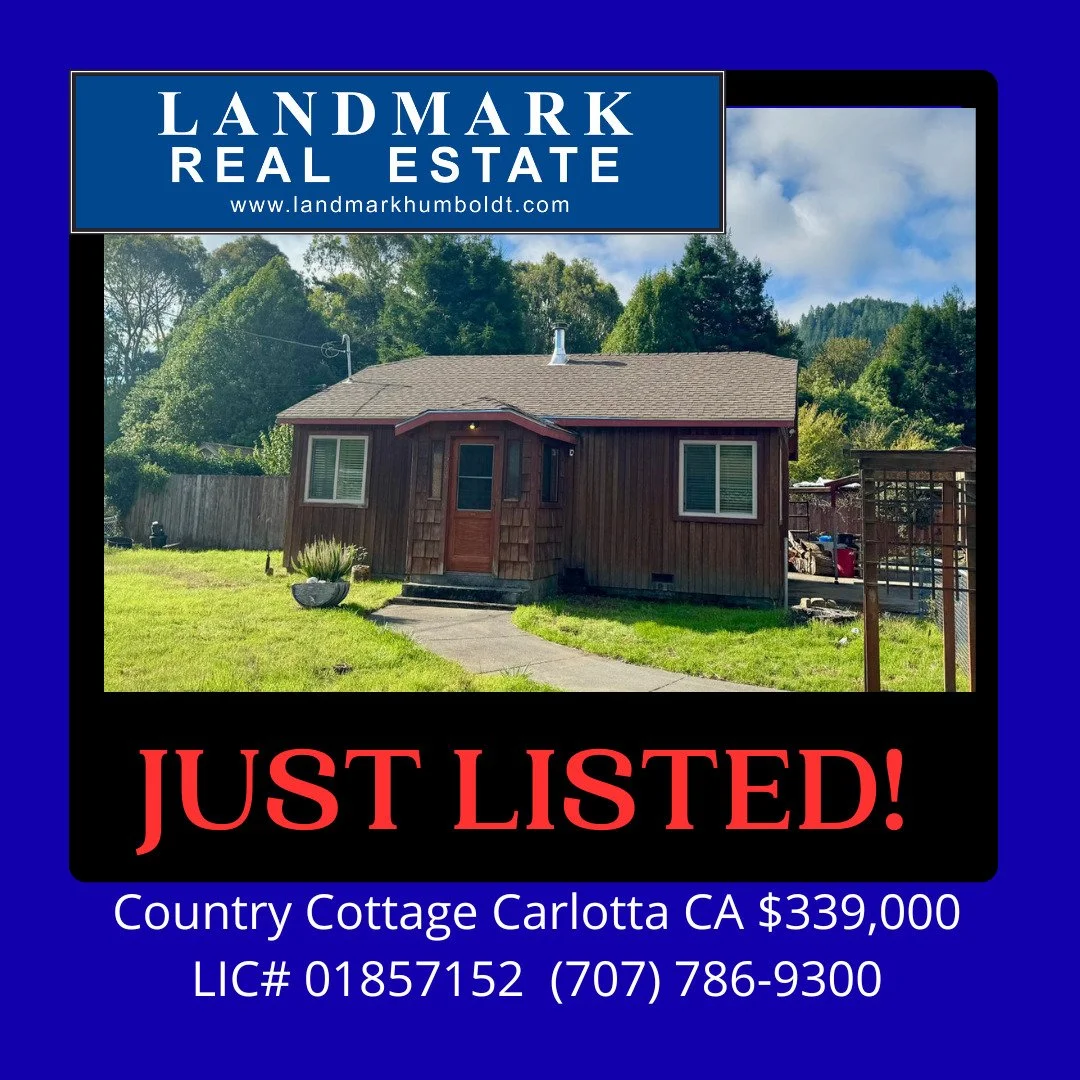 Charming County Cottage. Many recent upgrades, enclosed front porch, woodstove, 1 bed, 1 bath, approx. 700 sq. ft., laundry room, covered patio area, carport, oversized lot, located in Carlotta. MLS 270858 $339,000 Call Broker Associate Jessica Stret
