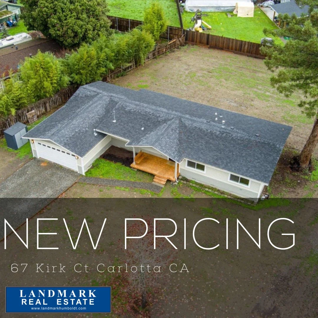 New Pricing! Extensively Remodeled! Covered front porch, vaulted ceiling, hardwood flooring, dining area, living &amp; family rooms, 3 bed, 2 bath, approx. 1600 sq. ft., laundry area, 2 car garage, approx. 3/5 acre lot, located in Carlotta. MLS 26988