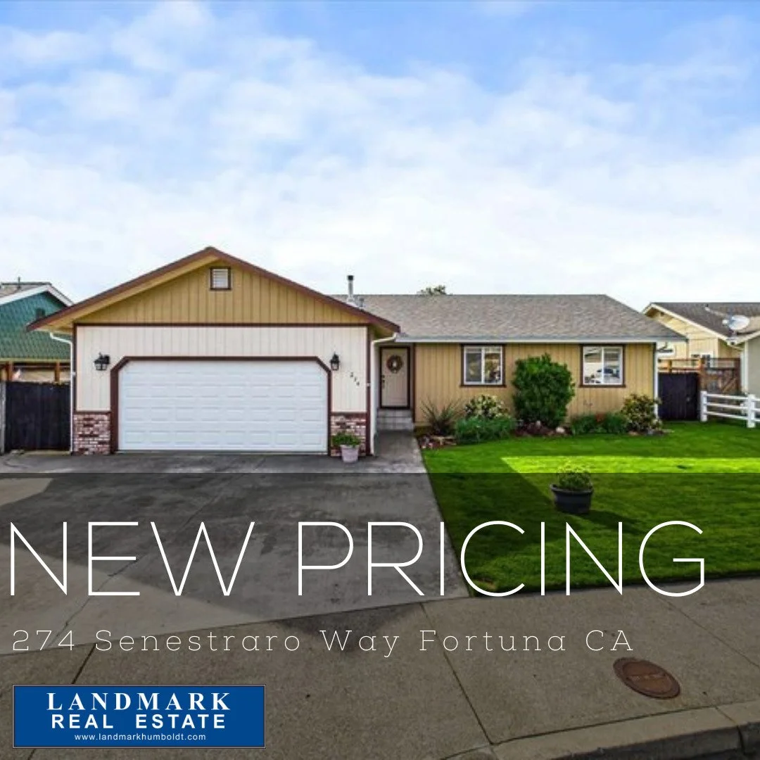 New Pricing! Well Maintained Home in Fortuna, CA 95540. Vaulted ceiling, woodstove, dining area, 3 bed, 2 bath, approx. 1300 sq. ft., laundry room, deck area, 2 car garage. MLS# 269055 $469,900 Call Broker Associate Jeremy Stanfield at Landmark (707)