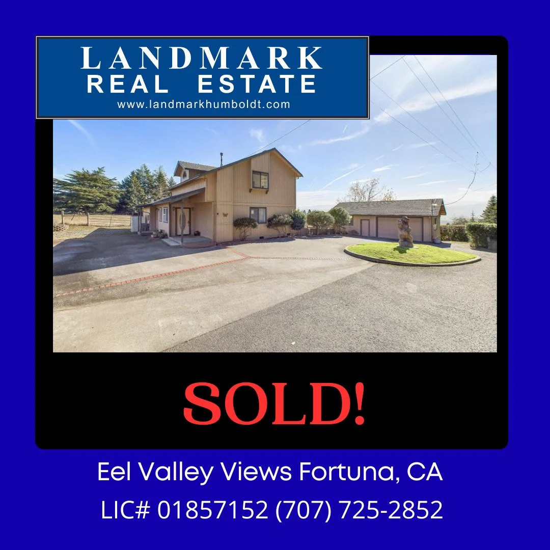Sold! Thinking of selling? Call Landmark for a free Market Analysis of your home.

#realestate #sold #justsold #humboldtcounty #humboldtrealestate #landmarkrealestate #northerncalifornia #landmarkhumboldt #realtor #eelrivervalley #ferndaleca #visitfe
