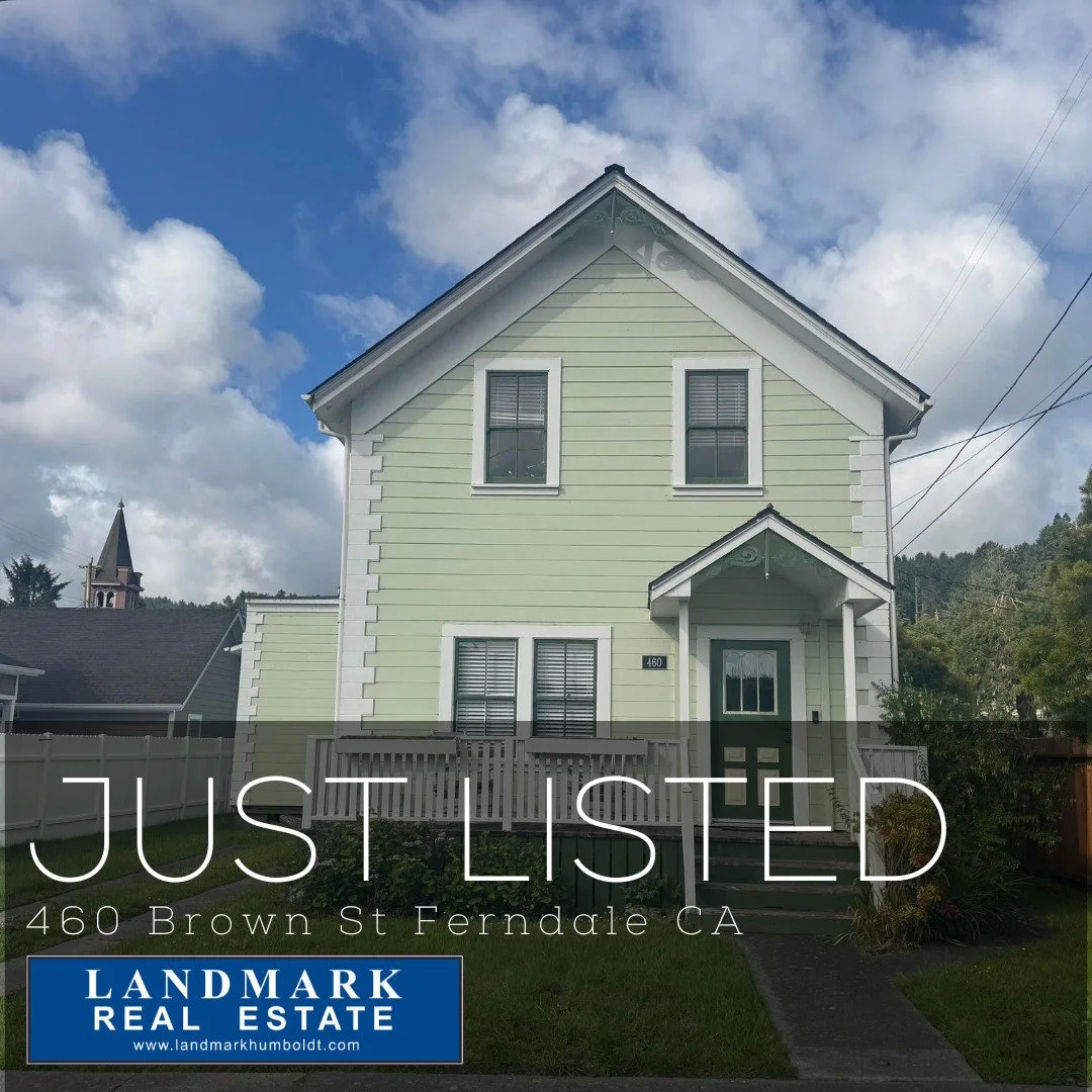 Ferndale Farmhouse. Front porch, dining area, wood flooring, 3 bed, 2 bath, approx. 1700 sq. ft., laundry room, spacious deck, outbuilding, near Main St. MLS 272300 $495,000 Call Broker Associate Jessica Stretch at Landmark (707) 786-9300 for more in