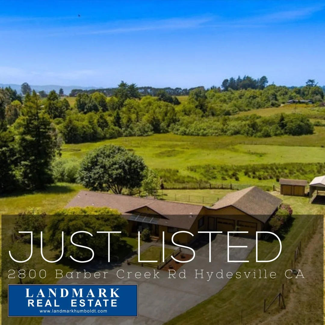 Just Listed! Acreage in Hydesville. Gated entry, covered front porch, woodstove, dining area, 2 bed, 2 bath, separate office, approx. 2000 sq. ft., sunroom, laundry room, oversized 2 car garage, shop space, RV parking, approx. 7 &frac14; acres, fence