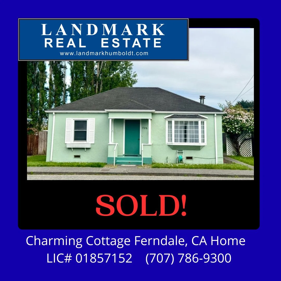Sold! Thinking of selling? Call Landmark for a free Market Analysis of your home.

#realestate #sold #justsold #humboldtcounty #humboldtrealestate #landmarkrealestate #northerncalifornia #landmarkhumboldt #realtor #eelrivervalley #ferndaleca #visitfe
