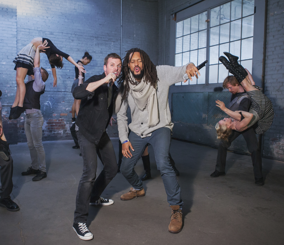 Flobots and the dancers of Wonderbound. Photo credit: Amanda Tipton. 2017.