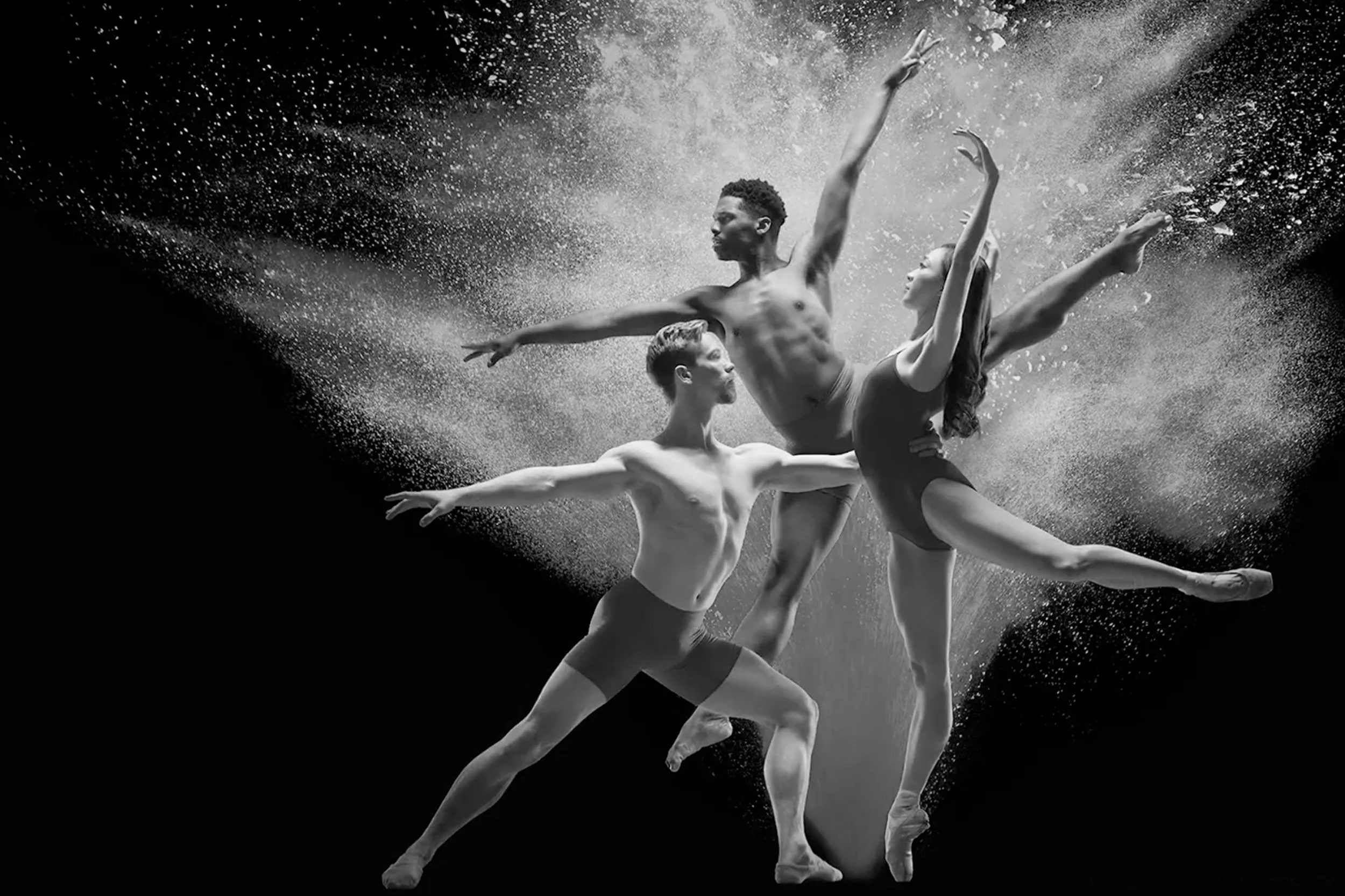 Colorado Ballet, Wonderbound and Cleo Parker Robinson Dance in Tour de Force. Pictured: Asuka Sasaki, Ben Youngstone and Martez McKinzey. Photo by Allen Birnbach . 2018.