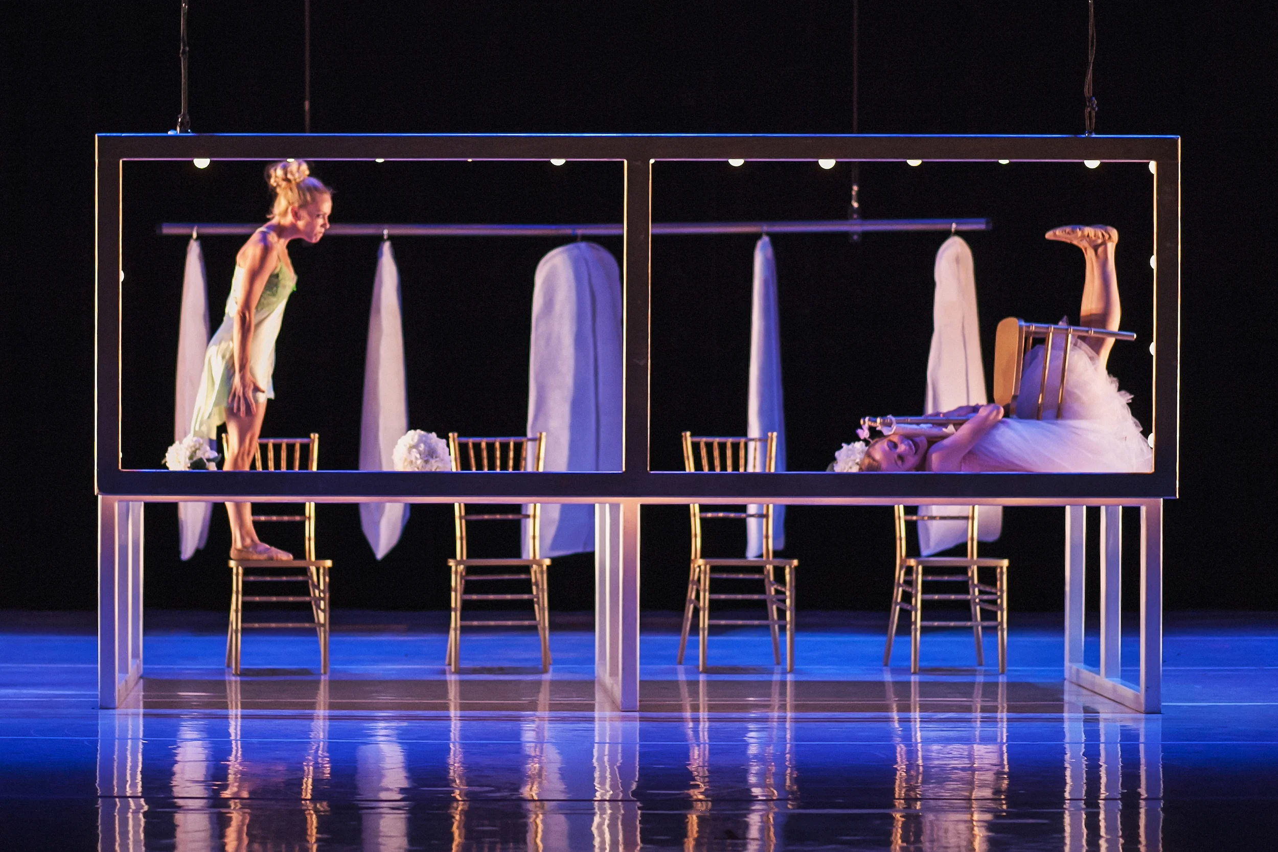 Wonderbound's Sarah Tallman and Tessa Moore in Garrett Ammon's Seven Deadly Sins with the Colorado Symphony. Photo by Amanda Tipton . 2015.