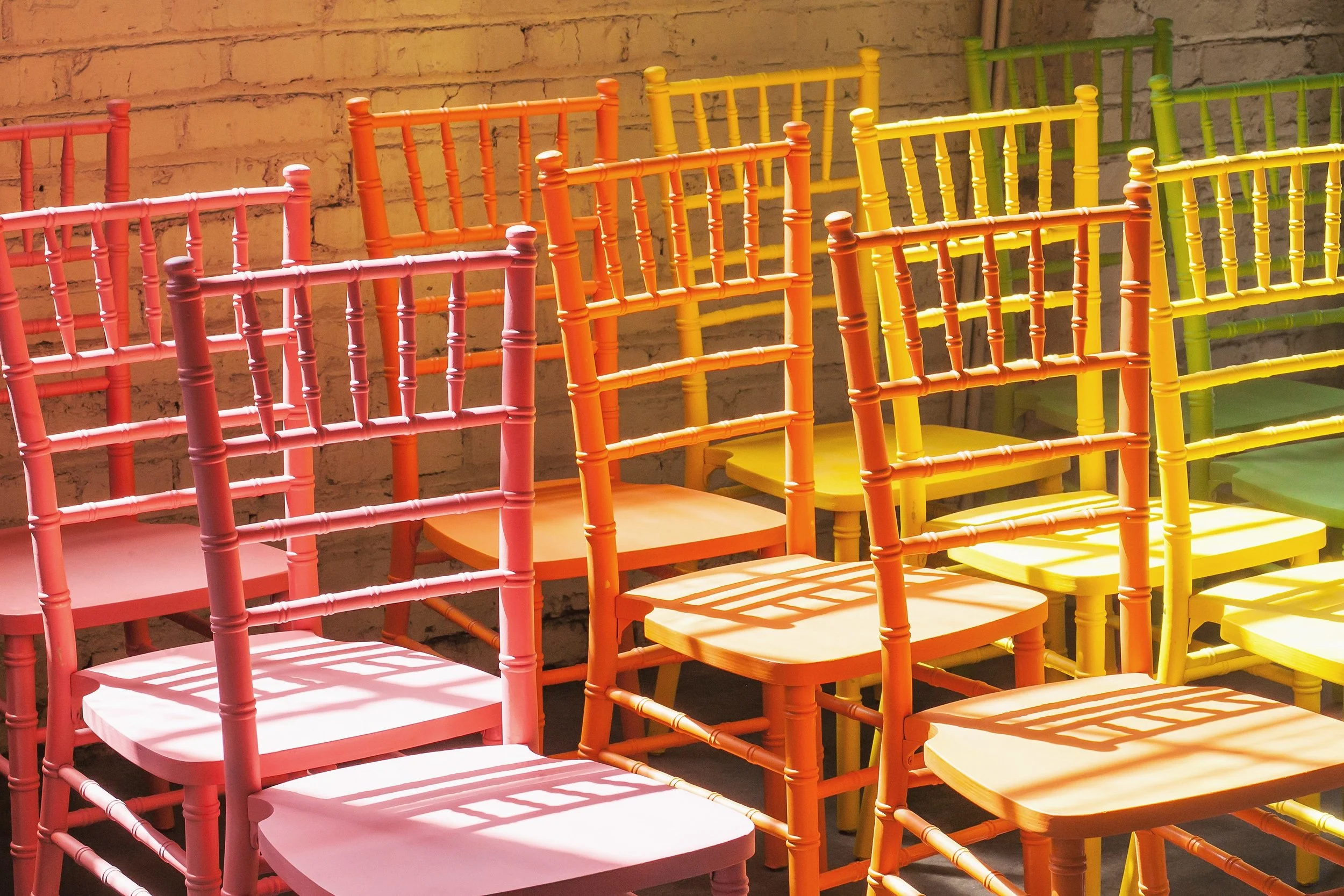 Chivari chairs for Sarah Tallman's, "I Didn't Hear You, I Was Away With The Fairies." Photo by Amanda Tipton. 2018