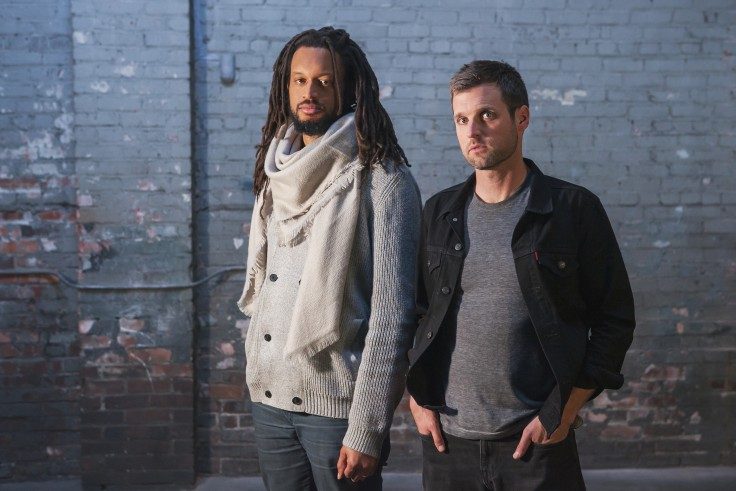 Flobots' Stephen Brackett and Jamie Laurie rehearsing for Garrett Ammon's Divisions . Photo by Amanda Tipton. 2017.