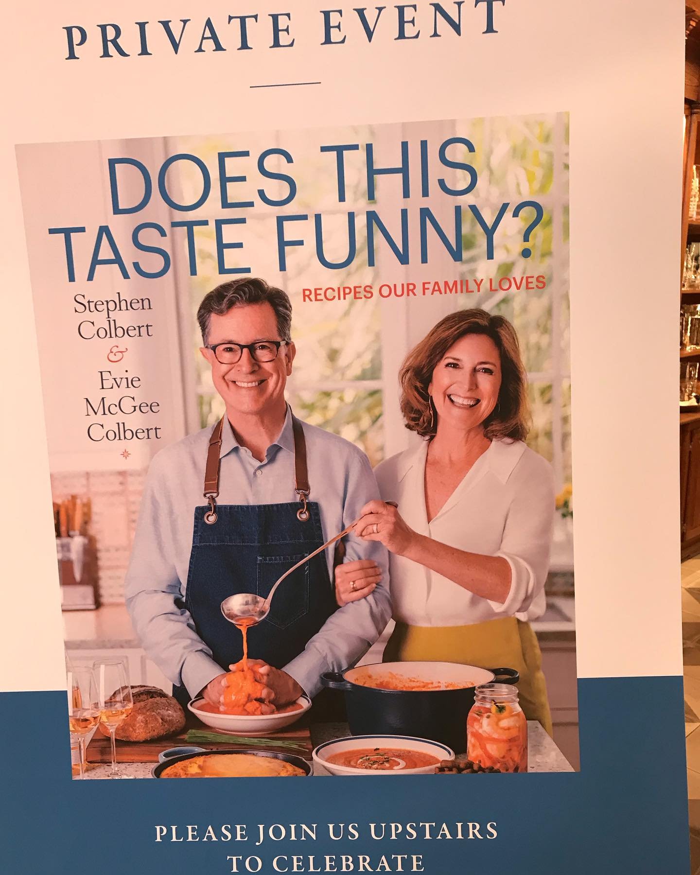 The reviews are in ❤️❤️❤️ Friends and fans toasted Stephen + Evie Colbert&rsquo;s cookbook collab at the Juliska Flagship store Saturday. The book shares the Lowcountry couple&rsquo;s family recipes with trademark Colbert humor and a big helping of w