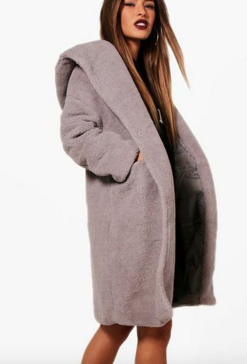 Petite Oversized Hooded Teddy Coat
