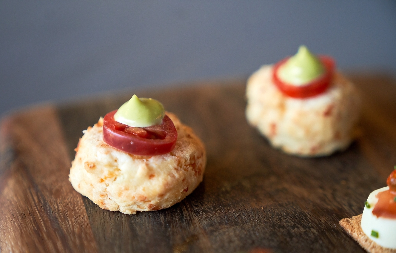 Miniature Open Faced Cheddar Biscuits