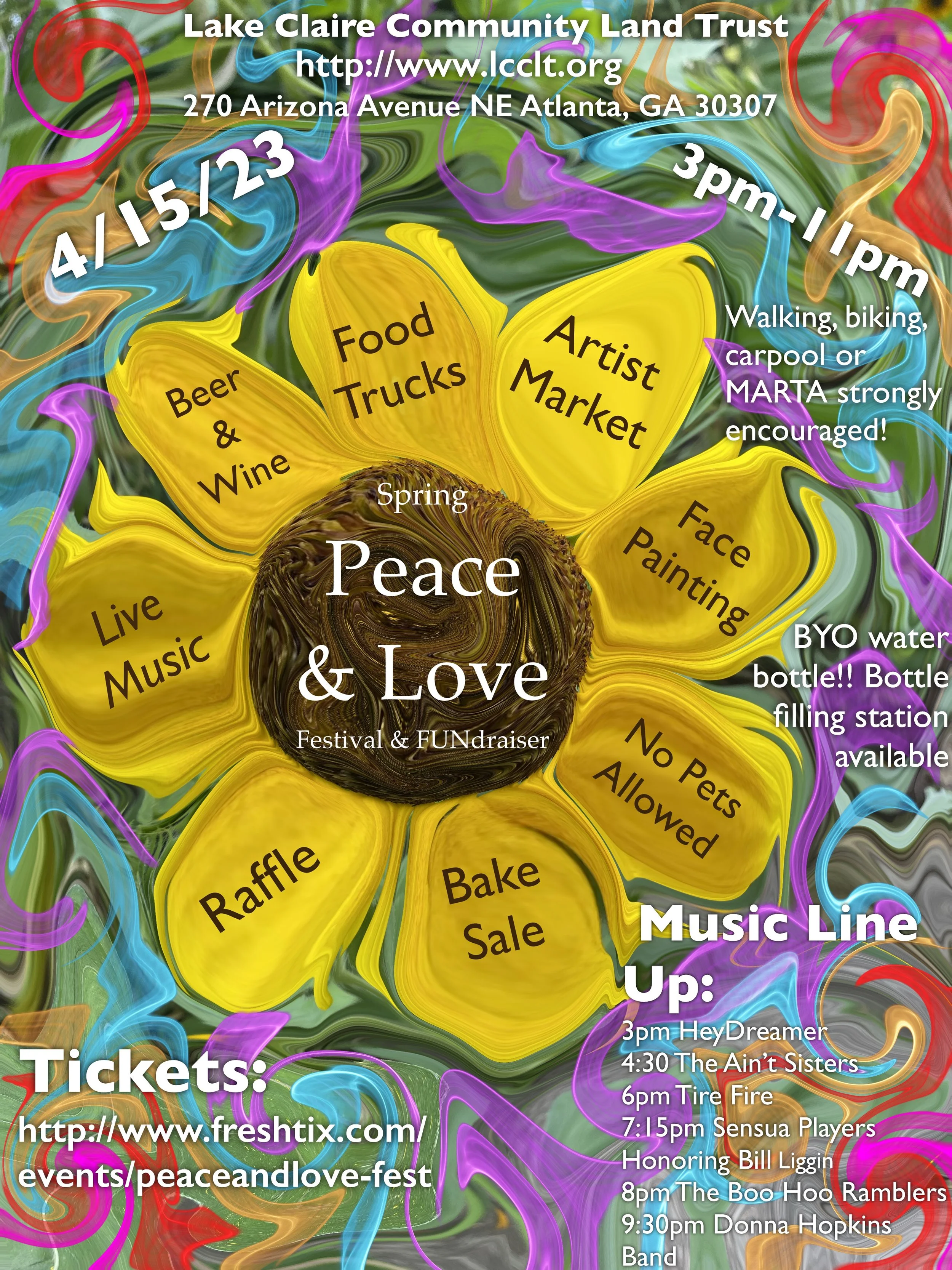 Peace & Love Spring Festival Poster (2023) — Lake Claire Community