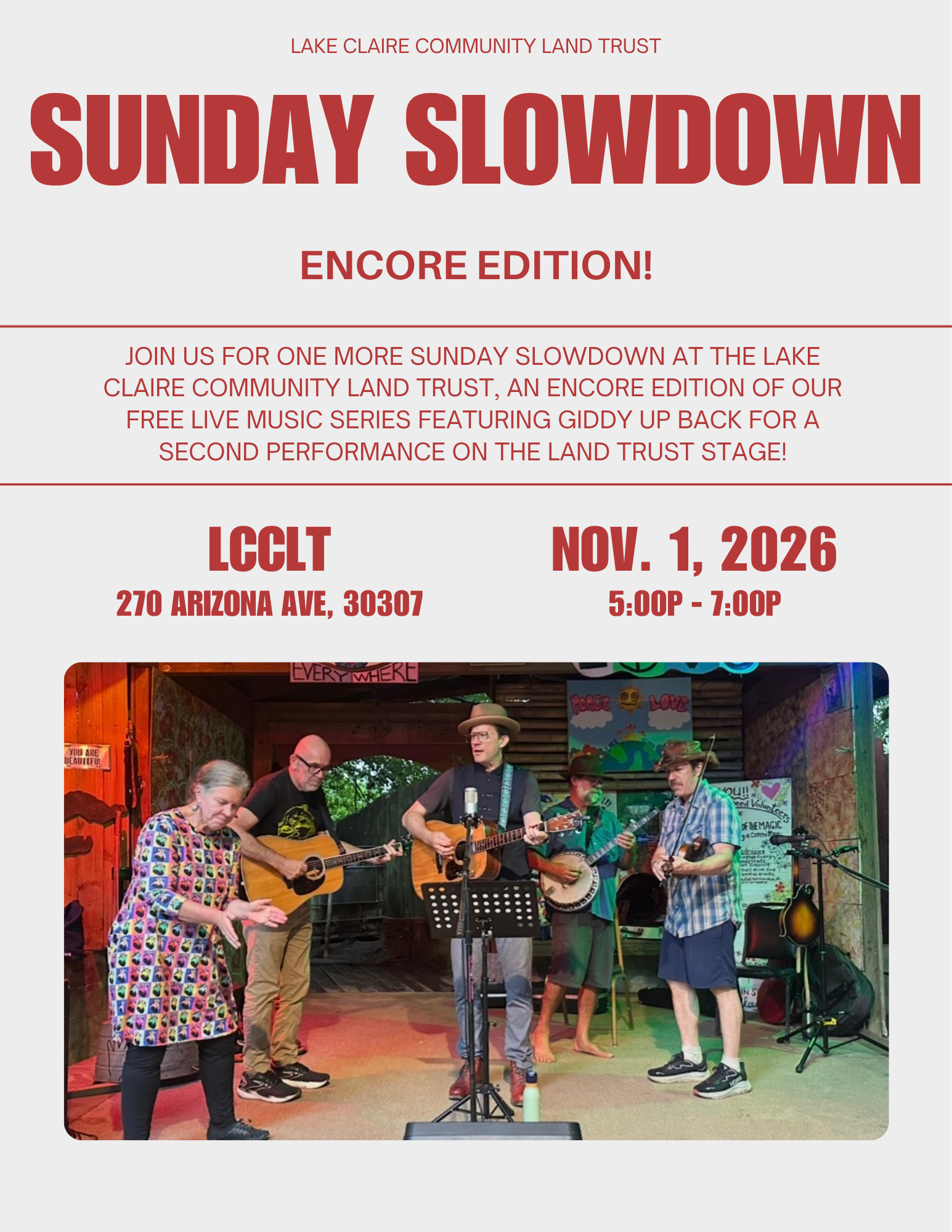 Sunday Slow Down Music Series  - Encore Edition! 