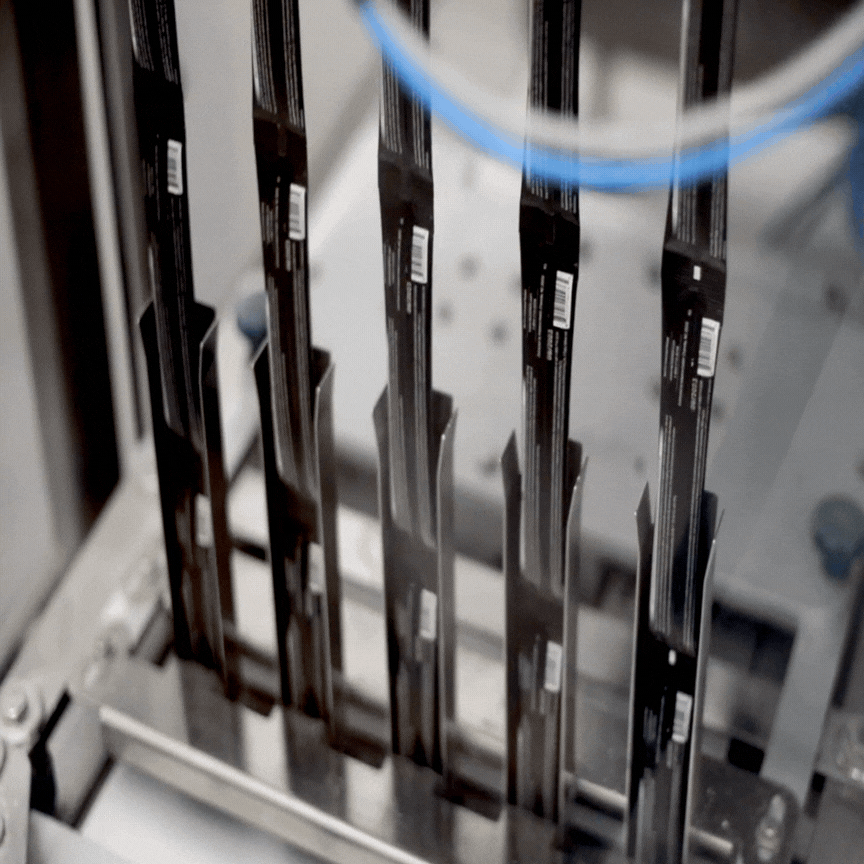 GIF of our multi-lane stick pack filling machine