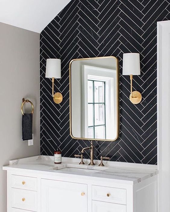  5 ways to use black in the bathroom! We've got a few techniques for you to incorporate black into your bathroom without it feeling too gothic. Click to see more! | VIGO Industries - Bathroom Design Ideas - Bathroom Remodel. Pictures sourced from Pin