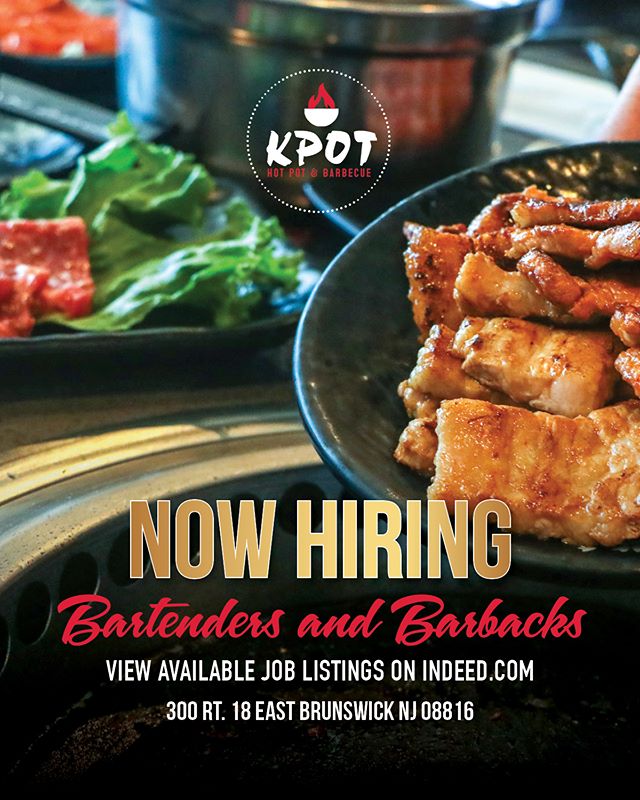 Attention #EastBrunswick! We are #NOWHIRING energetic individuals who are looking to be a part of our unique dining experience! Interested in joining the K Pot team? Visit our Facebook page for our job post!!#NowHiring #NJJobs #WorkinNJ #EastBrunswic