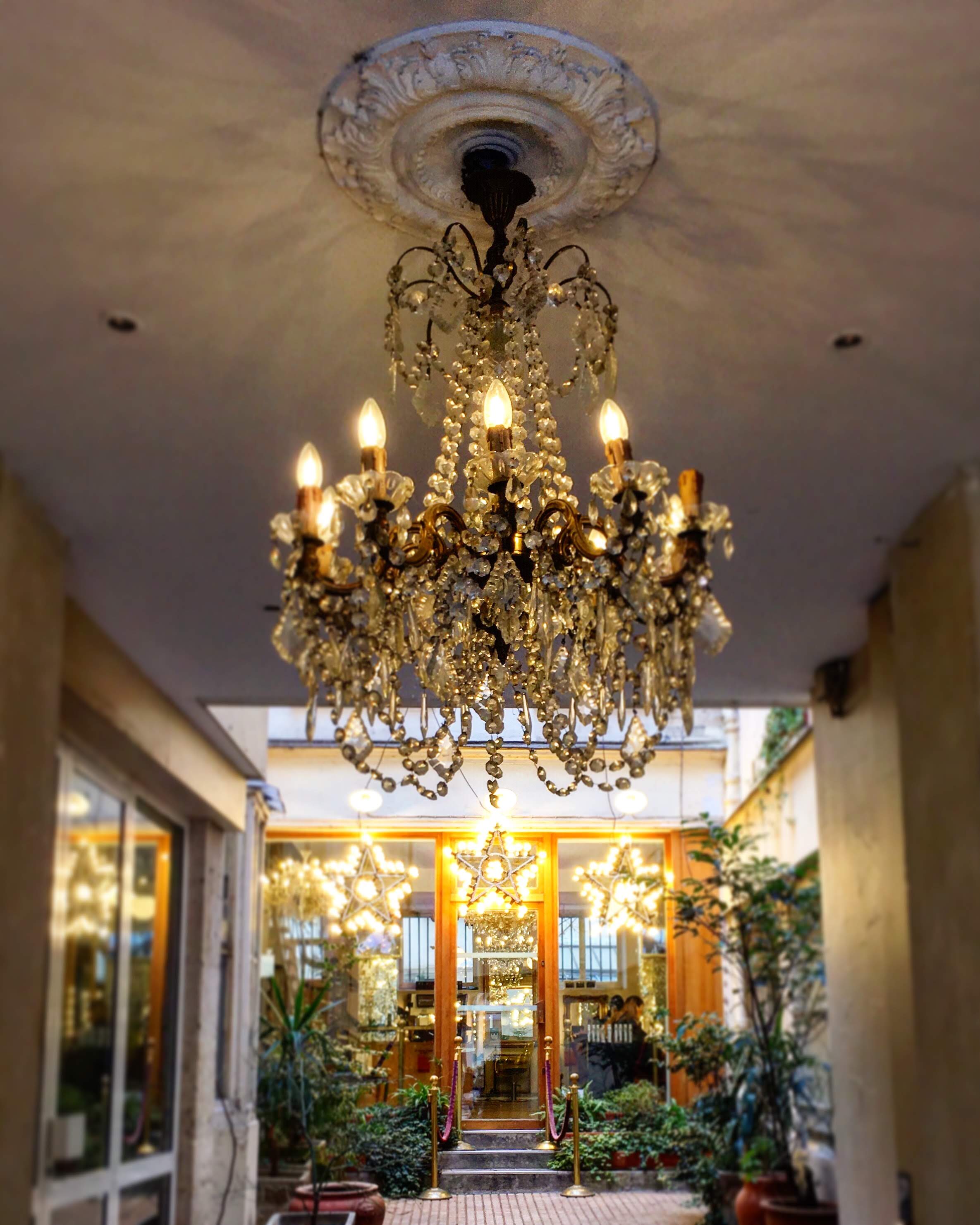 Outdoor chandelier… something you don’t see every day!