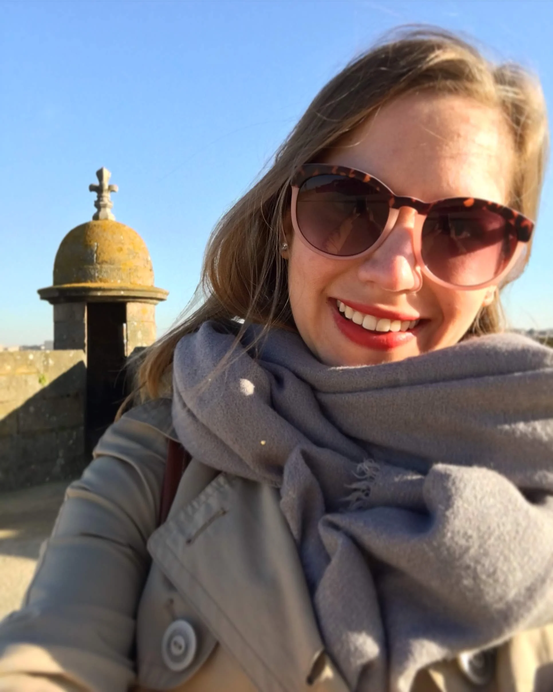 A happy Fleur de St. Louis walking the ramparts in Saint-Malo