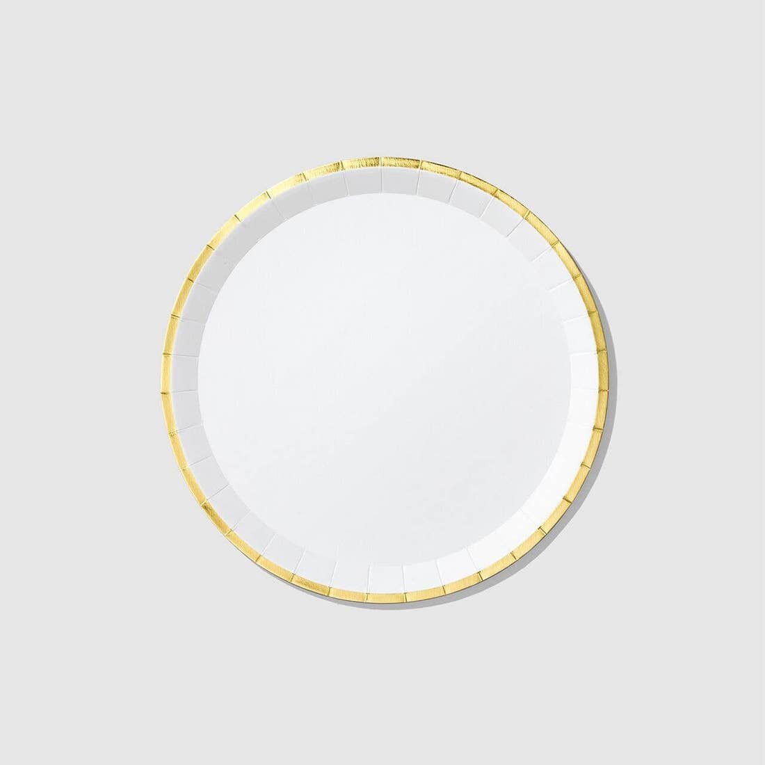 white + gold foil dinner plates