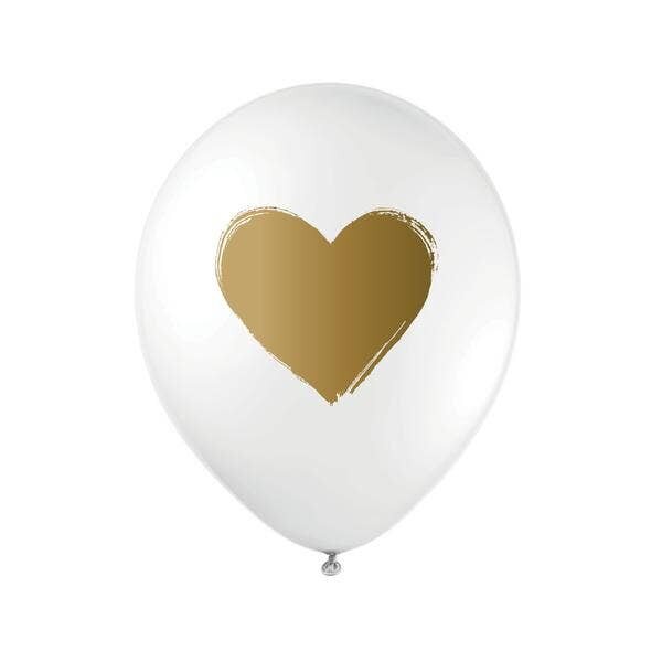 White + Gold Heart Balloon