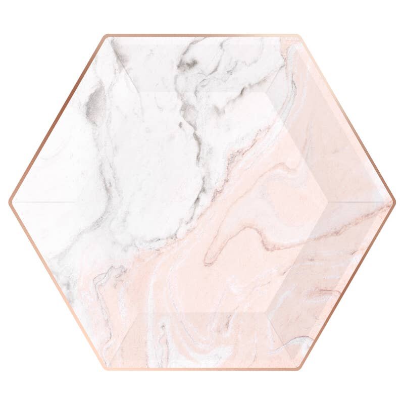 Blush Marble + Rose Gold Hexagon Plate