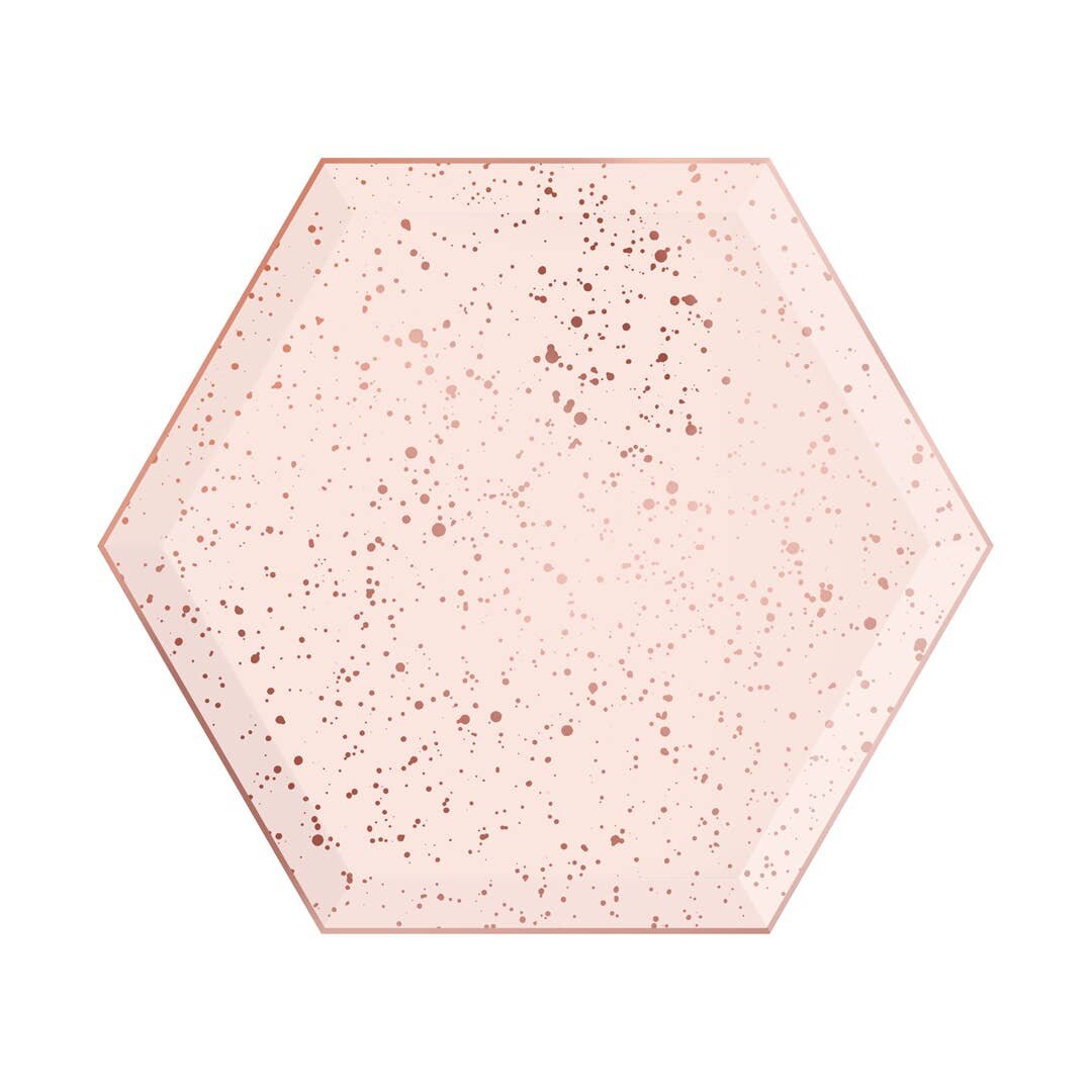 Blush + Rose Gold Splatter Hexagon Plate