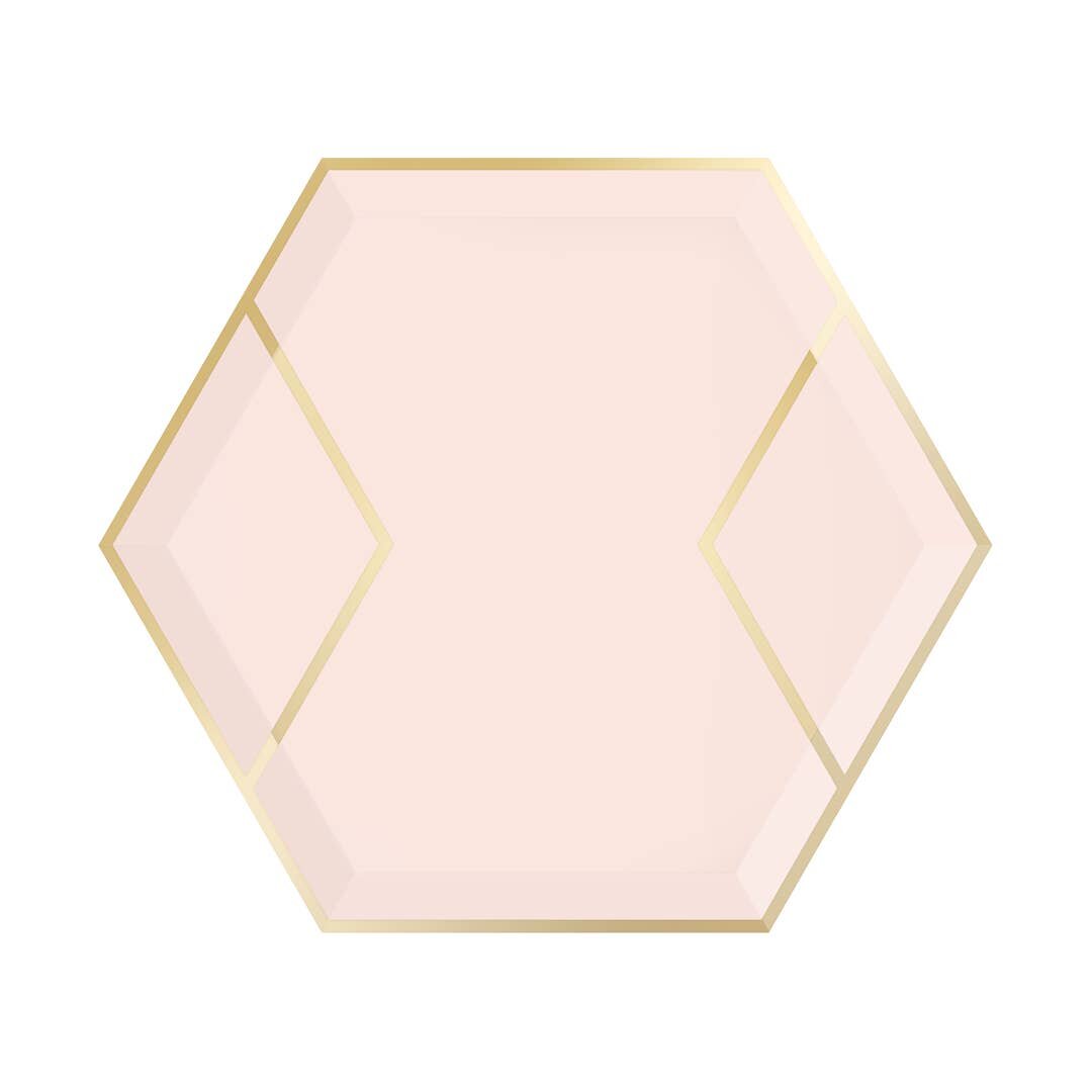 Blush + Gold + Gold Foil Accent Hexagon Plate
