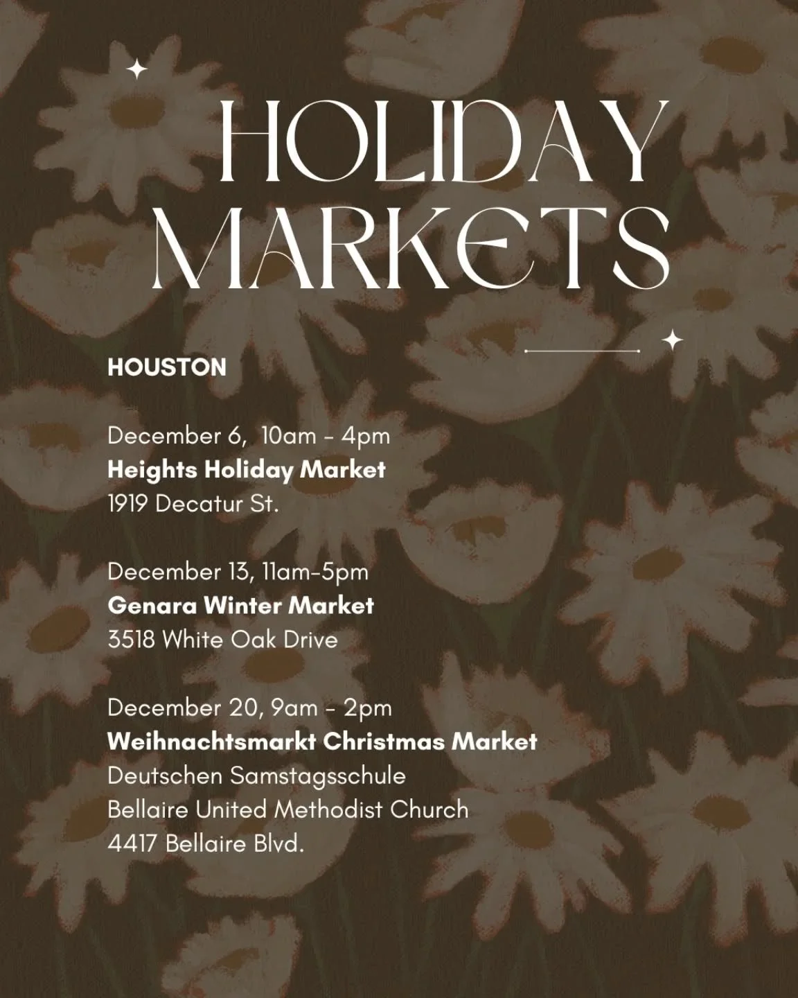 Upcoming market schedule ✨