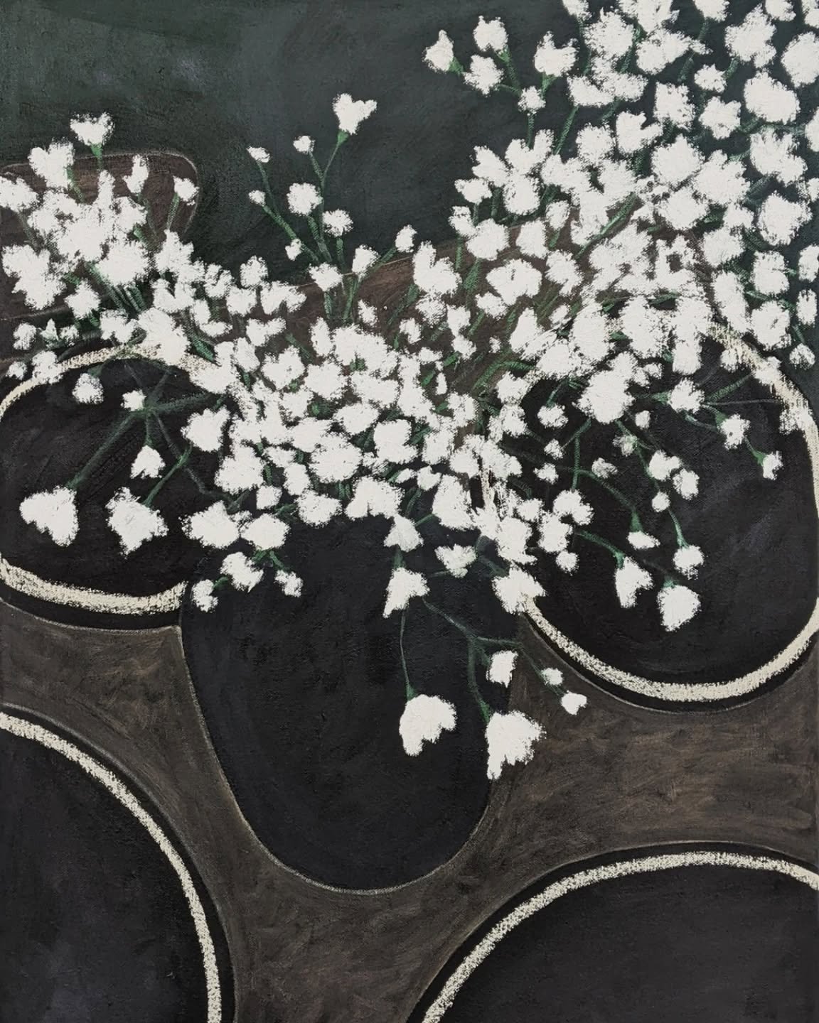 "Baby's Breath on the Dining Room Table"
Oil on canvas
24"x18"